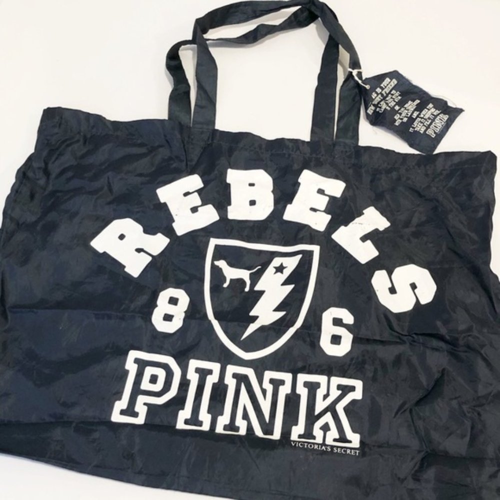 Pink Victoria’s Secret Vintage Rebels Lightweight Tote Bag Navy Blue Brand New